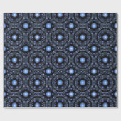 Blue Black Blauwgroen Shining Lace Boho Fractal Ma Cadeaupapier (Vlak)