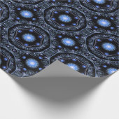 Blue Black Blauwgroen Shining Lace Boho Fractal Ma Cadeaupapier (Hoek)