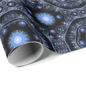 Blue Black Blauwgroen Shining Lace Boho Fractal Ma Cadeaupapier (Rol Hoek)