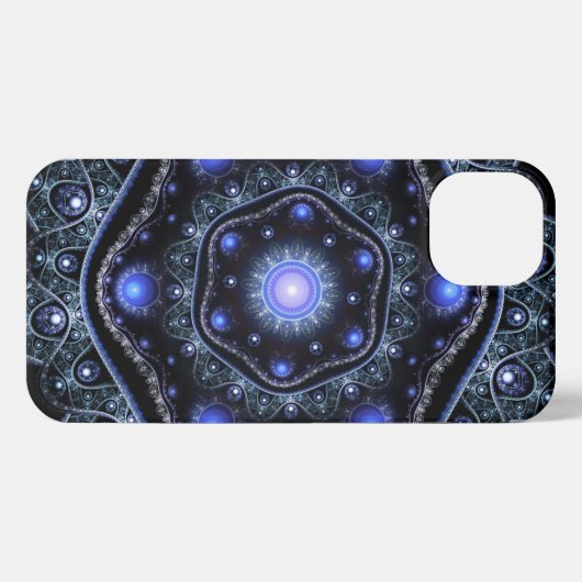 Blue Black Blauwgroen Shining Lace Boho Fractal Ma iPhone Hoesje (Achterkant horizontaal)