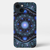 Blue Black Blauwgroen Shining Lace Boho Fractal Ma iPhone Hoesje (Achterkant)