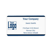 Blue Black Border Company Logo White Adres Etiket (Voorkant)