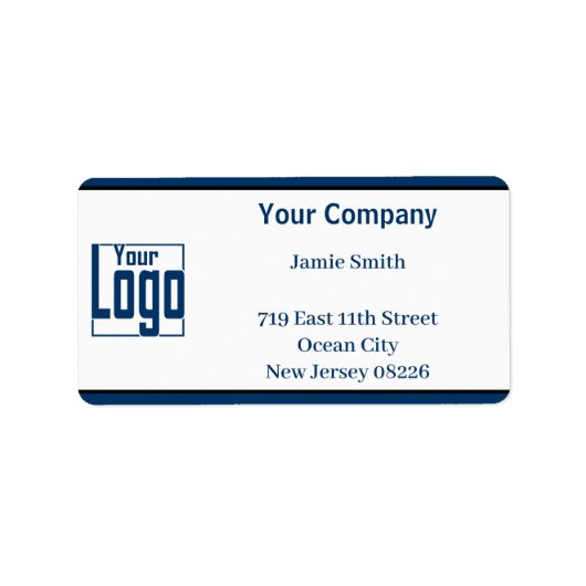 Blue Black Border Company Logo White Adres Etiket (Voorkant)