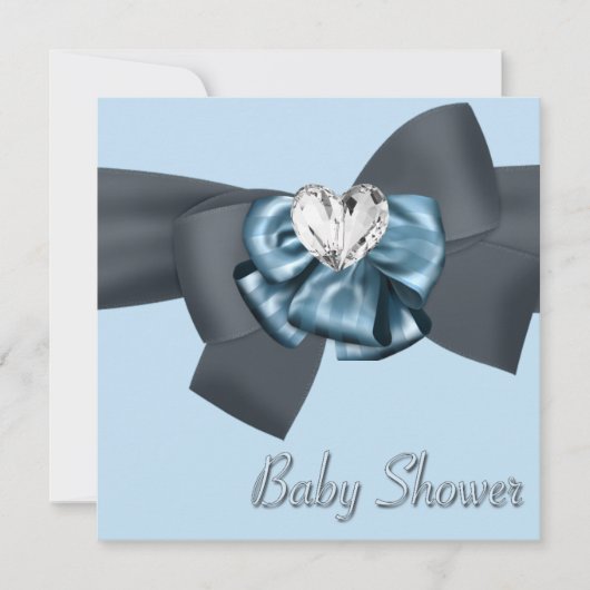 Blue Black Bow Elegant Baby shower Kaart (Voorkant)