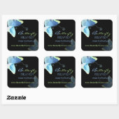 Blue + Black Butterfly Business Marketing Vierkante Sticker (Vel)