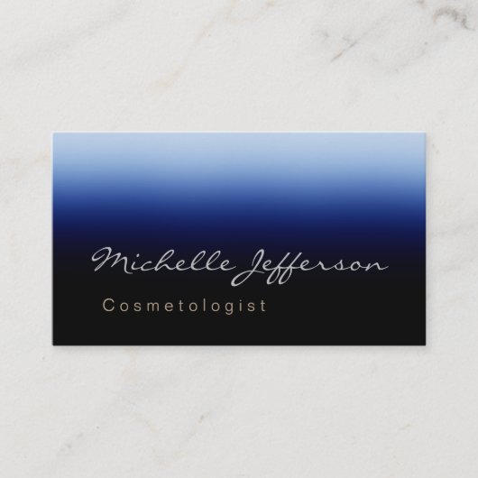 Blue Black Calligraphy Cosmetoloog Visitekaartje (Voorkant)