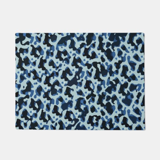 Blue Black Camo Abstract Patroon Deurmat (Voorkant)