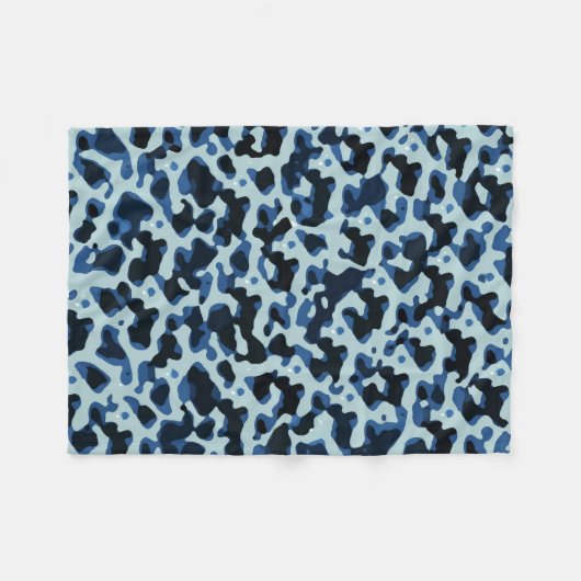 Blue Black Camo Abstract Patroon Fleece Deken (Voorkant (Horizontaal))