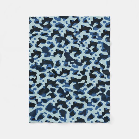 Blue Black Camo Abstract Patroon Fleece Deken (Voorkant)