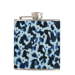 Blue Black Camo Abstract Patroon Heupfles