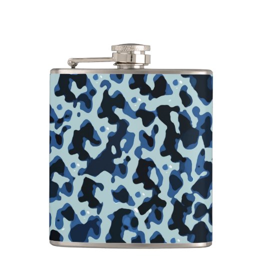 Blue Black Camo Abstract Patroon Heupfles (Voorkant)