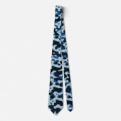 Blue Black Camo Abstract Patroon Stropdas (Voorkant)