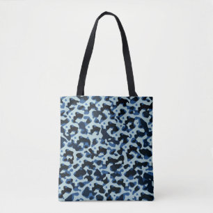 Blue Black Camo Abstract Patroon Tote Bag