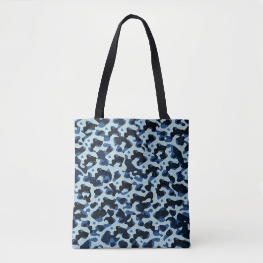 Blue Black Camo Abstract Patroon Tote Bag (Voorkant)