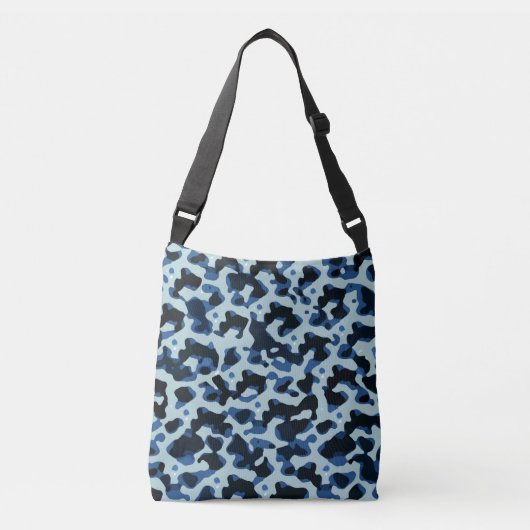 Blue Black Camo Pattern Crossbody Tas (Voorkant)
