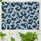 Blue Black Camo Pattern Theedoek (Gevouwen)