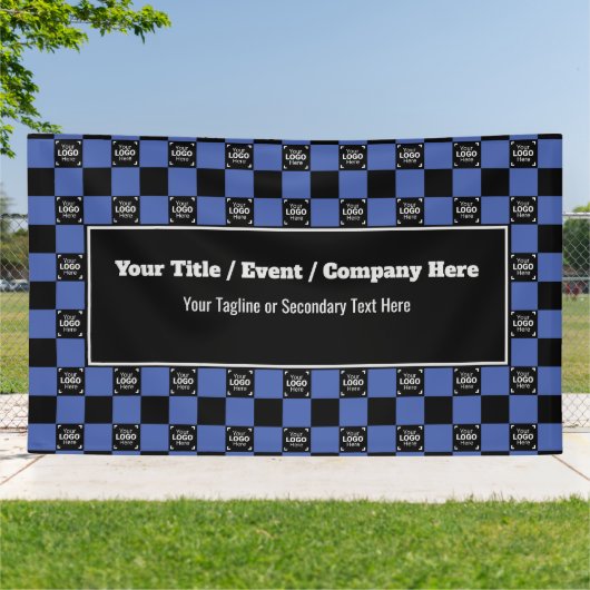 Blue & Black Check - Zakelijk evenement / Trade Sh Spandoek (Buitenkant)