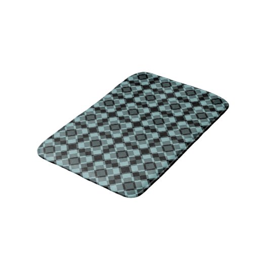 Blue Black Checker Argyle Pattern Badmat (Gekanteld)