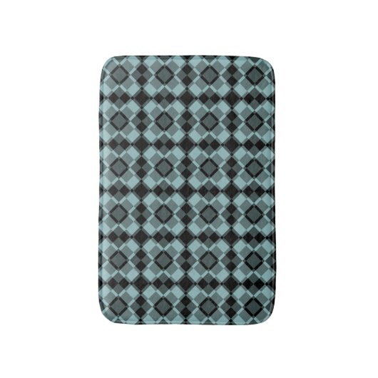 Blue Black Checker Argyle Pattern Badmat (Voorkant Verticaal)