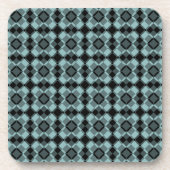 Blue Black Checker Argyle Pattern Bier Onderzetter (Voorkant)