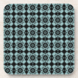 Blue Black Checker Argyle Pattern Bier Onderzetter