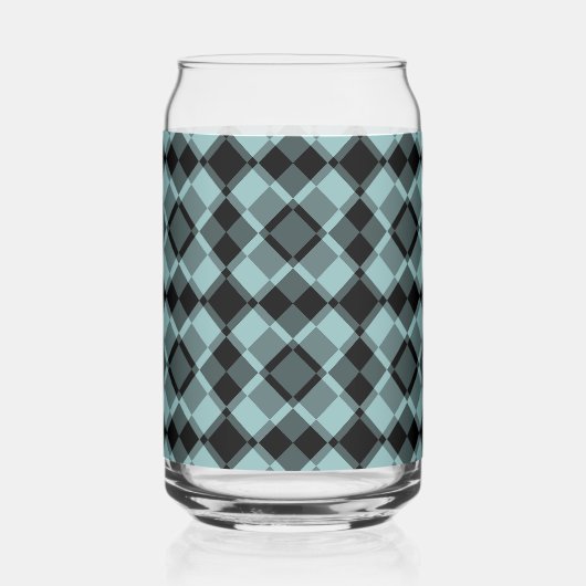 Blue Black Checker Argyle Pattern Blikvorm Glas (Voorkant)