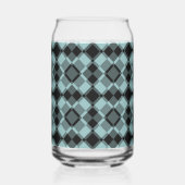 Blue Black Checker Argyle Pattern Blikvorm Glas (Rechts)