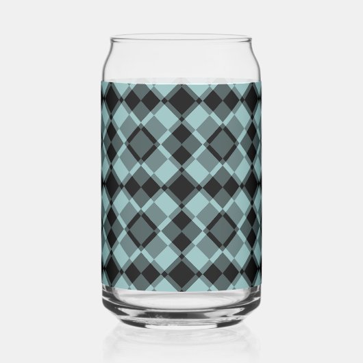 Blue Black Checker Argyle Pattern Blikvorm Glas (Rechts)