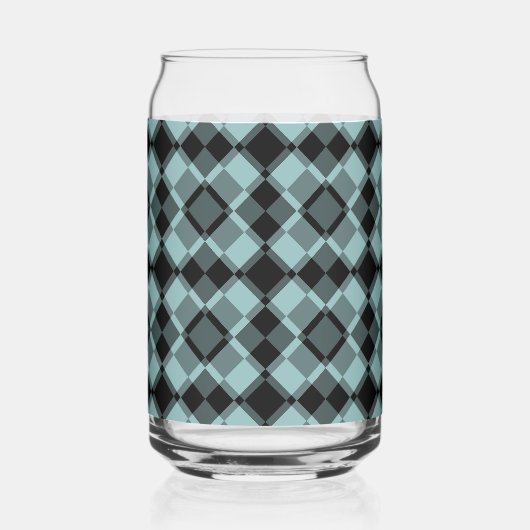 Blue Black Checker Argyle Pattern Blikvorm Glas (Links)