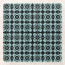 Blue Black Checker Argyle Pattern Glazen Onderzetter