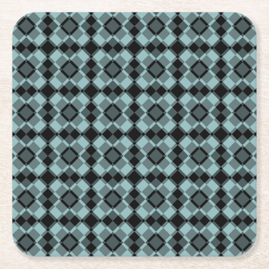 Blue Black Checker Argyle Pattern Kartonnen Onderzetters (Voorkant)