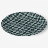 Blue Black Checker Argyle Pattern Papieren Bordje (Gekanteld)