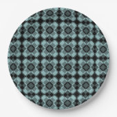 Blue Black Checker Argyle Pattern Papieren Bordje (Voorkant)