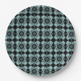Blue Black Checker Argyle Pattern Papieren Bordje