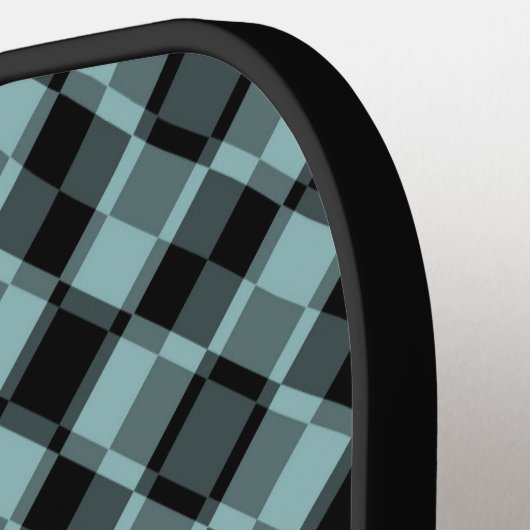 Blue Black Checker Argyle Pattern Pickleball Paddle (Links Detail)