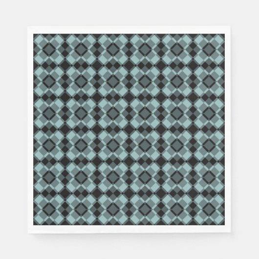 Blue Black Checker Argyle Pattern Servet (Voorkant)