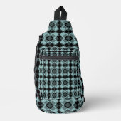 Blue Black Checker Argyle Pattern Sling Bag (Voorkant)