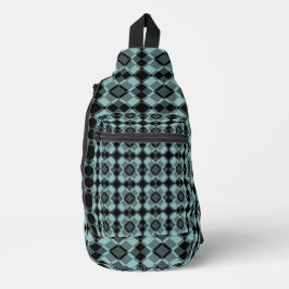 Blue Black Checker Argyle Pattern Sling Bag