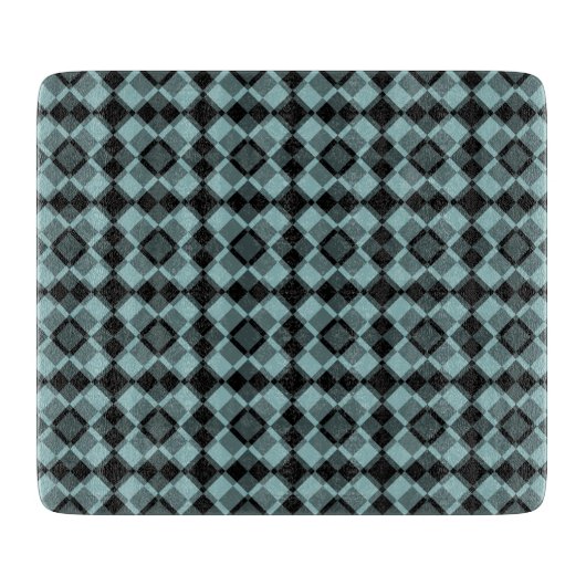 Blue Black Checker Argyle Pattern Snijplank (Voorkant)