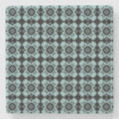 Blue Black Checker Argyle Pattern Stenen Onderzetter (Voorkant)