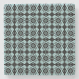 Blue Black Checker Argyle Pattern Stenen Onderzetter