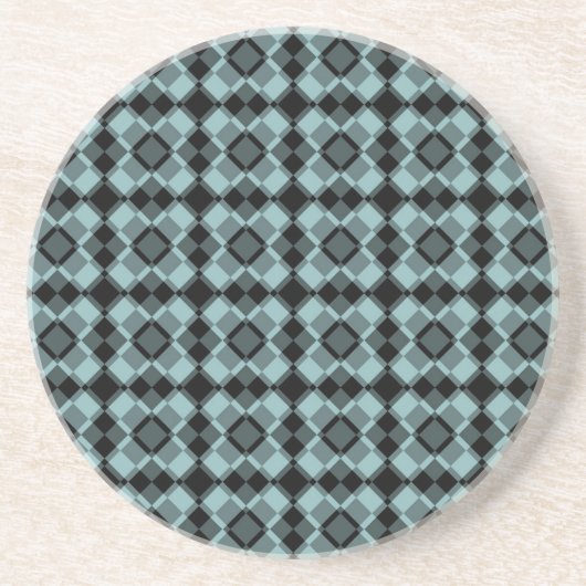 Blue Black Checker Argyle Pattern Zandsteen Onderzetter (Voorkant)