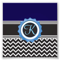 Blue Black Chevron Monogram