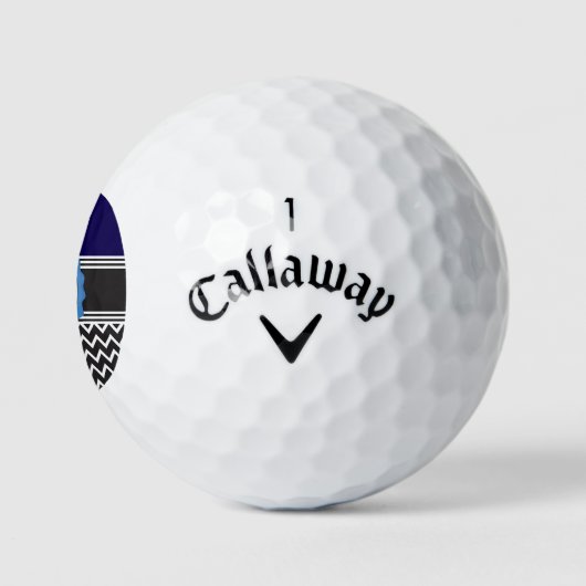 Blue Black Chevron Monogram Golfballen (Logo)
