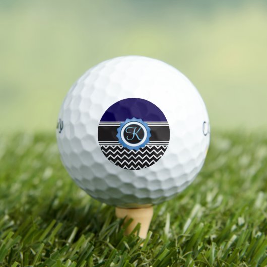 Blue Black Chevron Monogram Golfballen (Insitu Shirt)