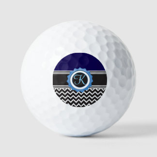 Blue Black Chevron Monogram Golfballen
