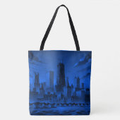 Blue Black Chicago Skyline Canvas tas (Voorkant)