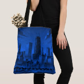 Blue Black Chicago Skyline Canvas tas (Dichtbij)