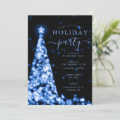 Blue Black Christmas Tree Company Vakantie Partij Kaart (Staand voorkant)