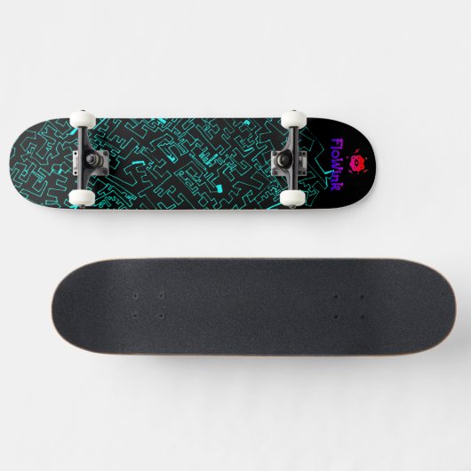 Blue Black Cyber Persoonlijk Skateboard (Horizontaal)